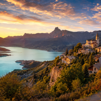 coucher de soleil depuis Le Sauze du lac